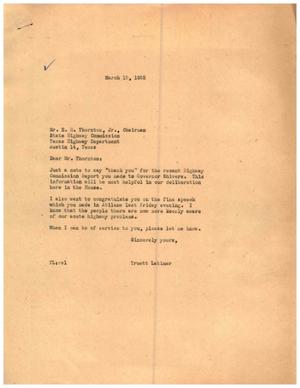 [Letter from Truett Latimer to E. H. Thornton, Jr., March 15, 1955]