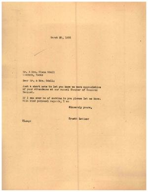 [Letter from Truett Latimer to Mr. and Mrs. Glenn Odell, March 29, 1955]