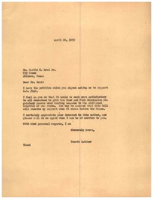 [Letter from Truett Latimer to Curtis H. Reed, Jr., April 26, 1955]