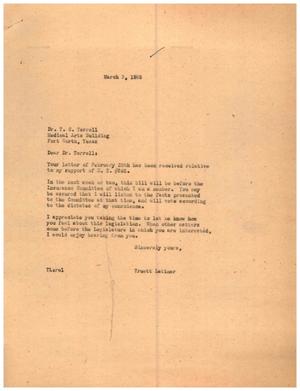 [Letter from Truett Latimer to T. C. Terrell, March 3, 1955]