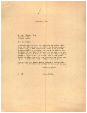 [Letter from Truett Latimer to W. F. Sibley, Jr., February 9, 1955]