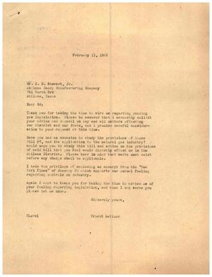 [Letter from Truett Latimer to E. S. Stewart, Jr., February 11, 1955]