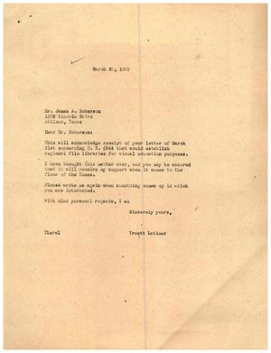 [Letter from Truett Latimer to James A. Roberson, March 25, 1955]
