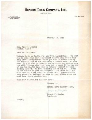 [Letter from Joseph F. Renfro to Truett Latimer, January 12, 1955]