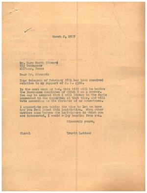 [Letter from Truett Latimer to Dr. Mary Booth Steward, March 2, 1955]