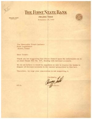 Primary view of object titled '[Letter from Briggs Todd to Truett Latimer, February 15, 1955]'.