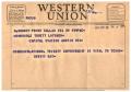 Primary view of [Telegram from Dewitt Ray, March 30, 1955]