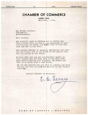 [Letter from C. W. Terry to Truett Latimer, December 8, 1954]