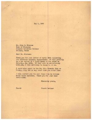 [Letter from Truett Latimer to John C. Stevens, May 3, 1955]
