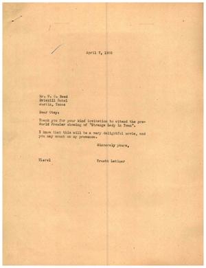 [Letter from Truett Latimer to W. O. Reed, April 7, 1955]