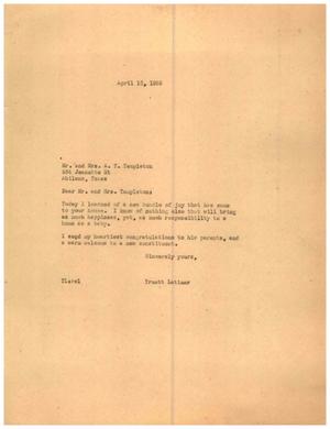 [Letter from Truett Latimer to Mr. and Mrs. A. T. Templeton, April 18, 1955]