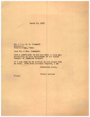 [Letter from Truett Latimer to Mr. and Mrs. B. H. Trammell, March 28, 1955]