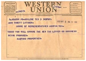 [Letter from Radford Properties to Truett Latimer, May 5, 1955]