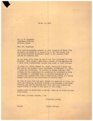 [Letter from Truett Latimer to J. D. Tompkins, March 29, 1955]