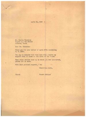 [Letter from Truett Latimer to Mr. Shella Thornton, April 29, 1955]