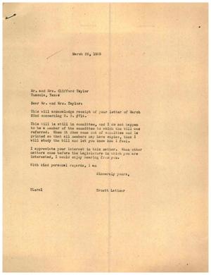 [Letter from Truett Latimer to Mr. and Mrs. Clifford Taylor, March 28, 1955]