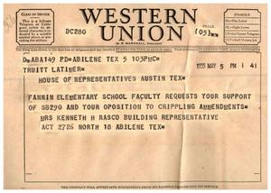 [Letter from Mrs. Kenneth H. Rasco to Truett Latimer, May 5, 1955]