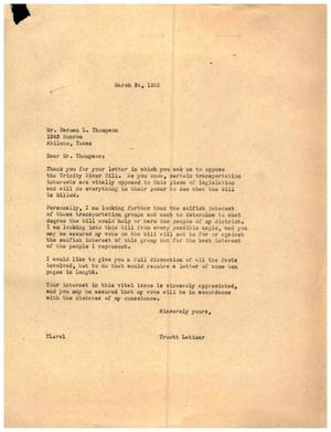 [Letter from Truett Latimer to Harman L. Thompson, March 24, 1955]