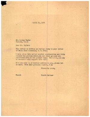 [Letter from Truett Latimer to George Taylor, April 19, 1955]
