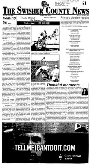 The Swisher County News (Tulia, Tex.), Vol. 6, No. 11, Ed. 1 Thursday, March 13, 2014