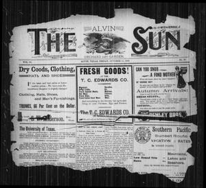 The Alvin Sun (Alvin, Tex.), Vol. 10, No. 20, Ed. 1 Friday, October 12, 1900