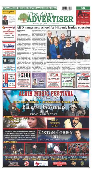 Primary view of object titled 'The Alvin Advertiser (Alvin, Tex.), Ed. 1 Wednesday, April 5, 2017'.