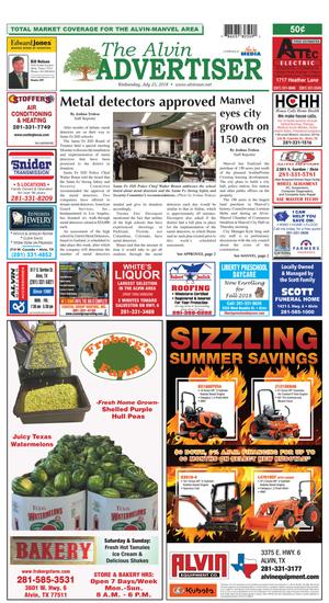 Primary view of object titled 'The Alvin Advertiser (Alvin, Tex.), Ed. 1 Wednesday, July 25, 2018'.