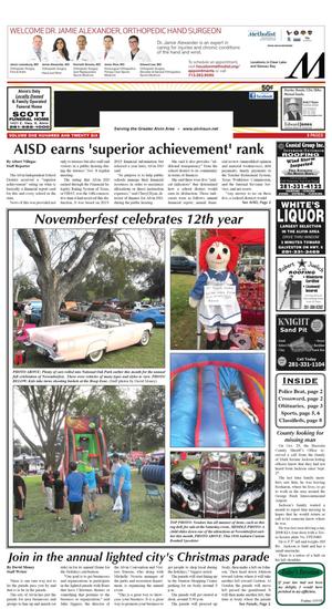 Primary view of object titled 'Alvin Sun-Advertiser (Alvin, Tex.), Vol. 126, No. [93], Ed. 1 Sunday, November 20, 2016'.