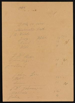 [Splendora School Census List: March 18, 1895]