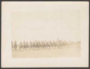 Primary view of object titled '[U.S. Army 14th Calvary Riding Lined Up on Horseback]'.