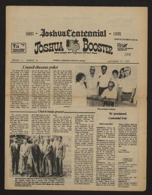Primary view of object titled 'Joshua Booster (Joshua, Tex.), Vol. 11, No. 18, Ed. 1 Thursday, September 17, 1981'.
