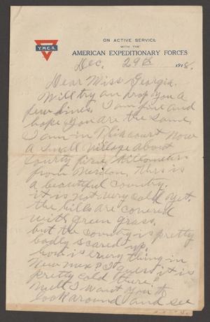 Primary view of object titled '[Letter from Private Roger L. Fulton to Georgia Cavett, December 29, 1918]'.