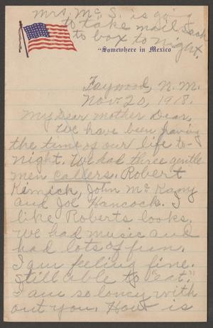 [Letter from Marguerite Cavett to Georgia Pound Cavett, November 20, 1918]