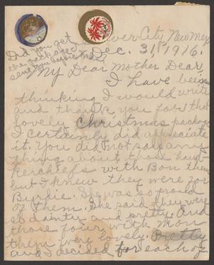Primary view of object titled '[Letter from Marguerite Cavett to Georgia Pound Cavett, December 31, 1916]'.