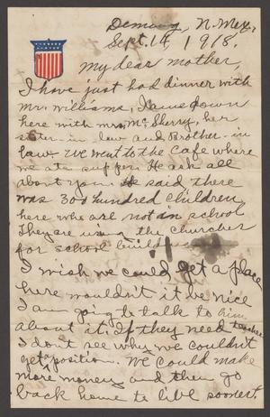 [Letter from Marguerite Cavett to Georgia Pound Cavett, September 14, 1914]