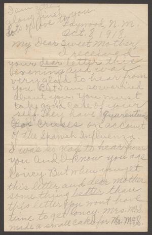 Primary view of object titled '[Letter from Marguerite Cavett to Georgia Pound Cavett, October 8, 1918]'.