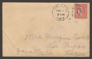 Primary view of object titled '[Envelope Addressed to Georgia Cavett, March 12, 1917]'.