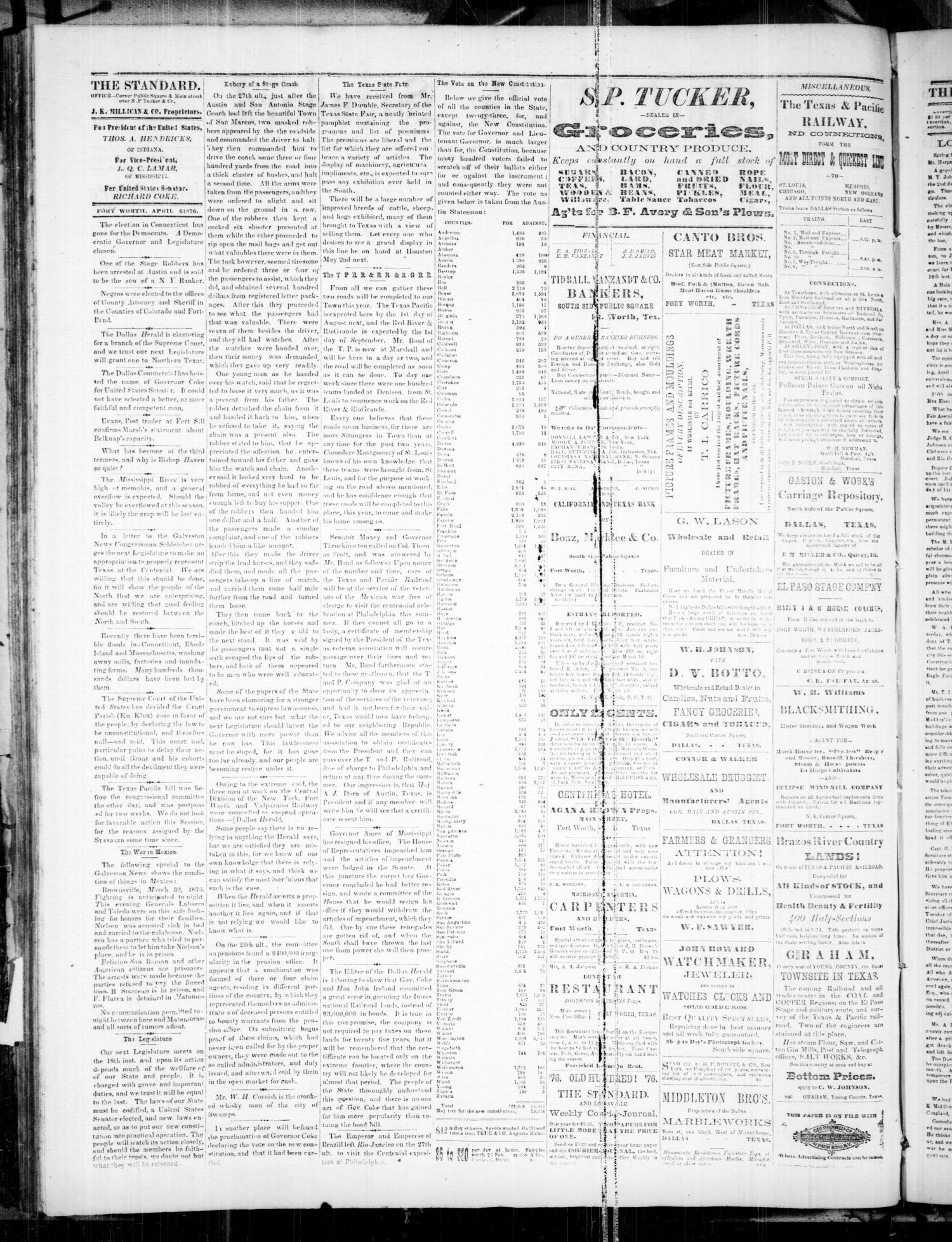 Fort Worth Standard. (Fort Worth, Tex.), Vol. 3, No. 46, Ed. 1 Thursday, April 6, 1876
                                                
                                                    [Sequence #]: 2 of 4
                                                