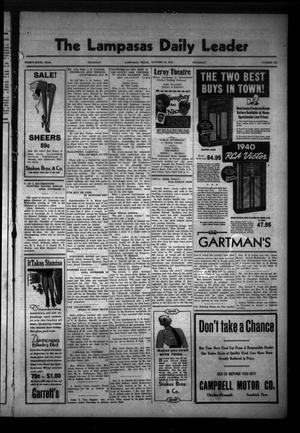 Primary view of object titled 'The Lampasas Daily Leader (Lampasas, Tex.), Vol. 36, No. 201, Ed. 1 Thursday, October 26, 1939'.
