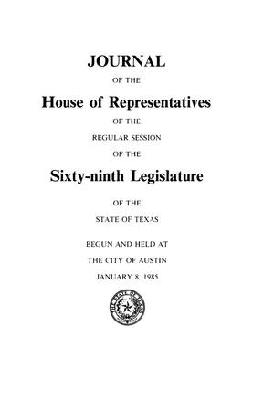 Primary view of object titled 'Journal of the House of Representatives of the Regular Session of the Sixty-Ninth Legislature of the State of Texas, Volume 1'.