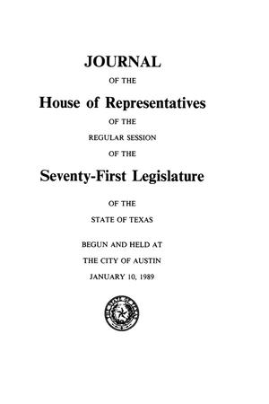 Primary view of object titled 'Journal of the House of Representatives of the Regular Session of the Seventy-First Legislature of the State of Texas, Volume 1'.