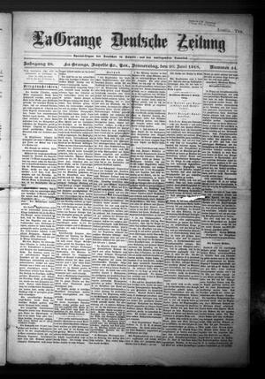 Primary view of object titled 'La Grange Deutsche Zeitung (La Grange, Tex.), Vol. 28, No. 44, Ed. 1 Thursday, June 20, 1918'.