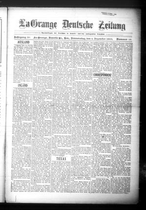 La Grange Deutsche Zeitung (La Grange, Tex.), Vol. 30, No. 16, Ed. 1 Thursday, December 4, 1919