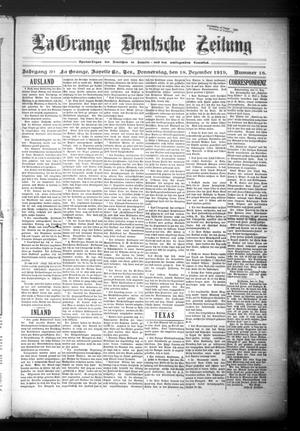 La Grange Deutsche Zeitung (La Grange, Tex.), Vol. 30, No. 18, Ed. 1 Thursday, December 18, 1919