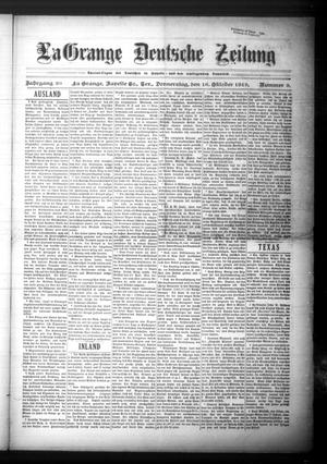 La Grange Deutsche Zeitung (La Grange, Tex.), Vol. 30, No. 9, Ed. 1 Thursday, October 16, 1919