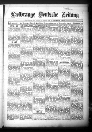 Primary view of object titled 'La Grange Deutsche Zeitung (La Grange, Tex.), Vol. 30, No. 12, Ed. 1 Thursday, November 6, 1919'.