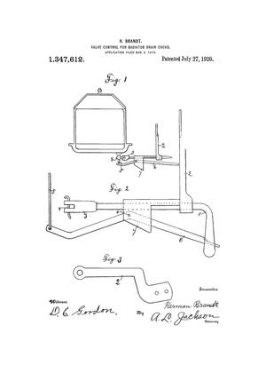 Primary view of object titled 'Valve Control for Radiator Drain-Cocks.'.