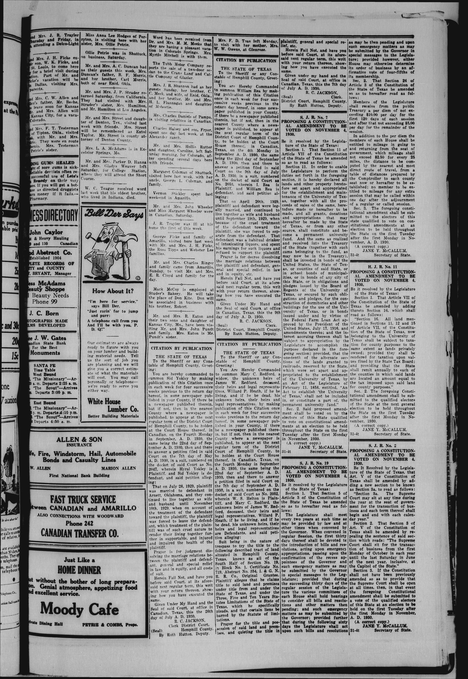 The Canadian Record (Canadian, Tex.), Vol. 40, No. 32, Ed. 1  Thursday, July 31, 1930
                                                
                                                    [Sequence #]: 7 of 8
                                                