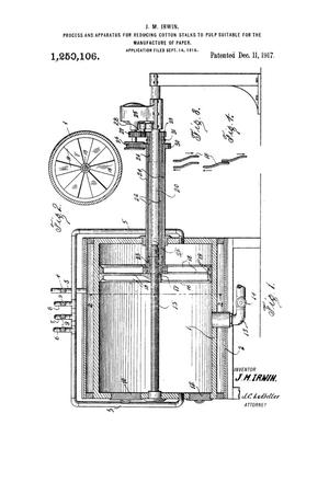 Process and Apparatus for Reducing Cotton-Stalks to Pulp Suitable for the Manufacture of Paper.