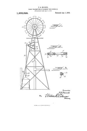 Power Transmitting Attachment for Windmills.